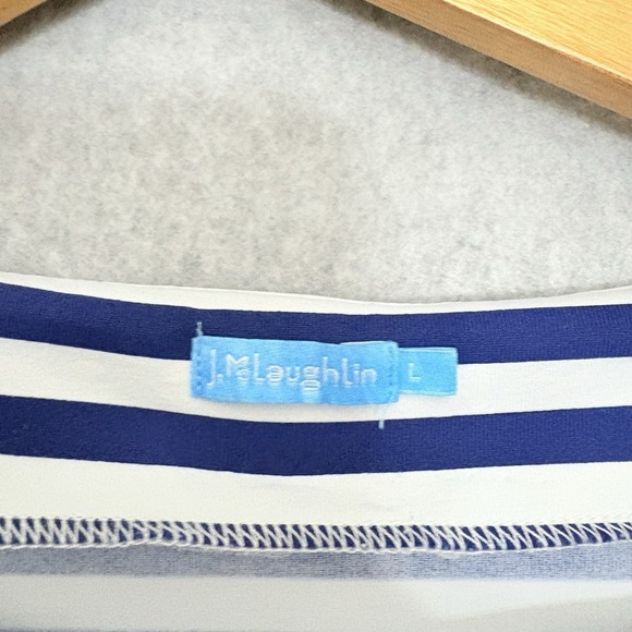 J. McLaughlin Catalina Cloth Nautical Striped Top Sz. L Stretch Vacation Preppy - Picture 5 of 6